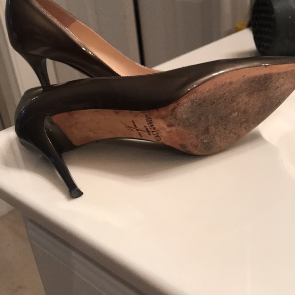 Jimmy Choo Ari Mirror Pumps In Mocha Patent Leather 37 Pointed toe heels - Picture 3 of 5